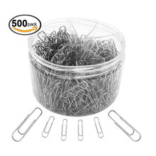 Multi-specification mixed metal silver paper clip office stationery plastic wrapped color paper clip set
